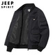 JEEP SPIRIT吉普飛行夾克外套男士春秋季美式上衣男士棒球領(lǐng)男裝 黑色 2XL 
