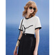 唐可娜兒（DKNY）2024春夏新品女經(jīng)典撞色盤帶繡LOGO正肩短袖T恤女裝 白色 XL(170/92A)