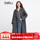 百圖betu女裝冬季新款毛呢外套西裝領(lǐng)綿羊毛氣質(zhì)大衣外套2412X01 深灰 L