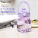 特百惠（Tupperware）雙飲大肚杯背帶水壺男女學(xué)生大容量吸管帶刻度塑料水杯子 冰沙紫1100ml1個(gè)