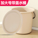 BAIWEN家用塑料水桶帶蓋塑料桶兒童小水桶盆桶美術(shù)畫(huà)畫(huà)水桶戶(hù)外裝水桶 1個(gè)加大20L帶蓋磨砂卡其32*34CM