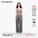 ANN ANDELMAN【明星同款】官方直營(yíng)直筒松緊腰拼接條紋休閑西褲 灰色 XS