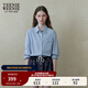 Teenie Weenie小熊女裝襯衫2025秋季新款簡(jiǎn)約休閑通勤純色條紋襯衣 藍色 L