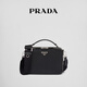 PRADA/普拉達【禮物】男士Prada Brique牛皮革手袋單肩包郵差包 黑色