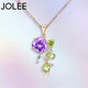 JOLEE項鏈S925銀時(shí)尚紫水晶彩寶項墜飾品吊墜送女生節日禮物一物一證