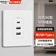 國際電工USB插座面板快充20W帶type-c插座面板開關(guān)帶USB接口手機充電插座 【20W快充】烤漆款-白色
