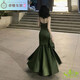 魁熙禮服女18歲禮服 感公主裙魚尾裙法式感綠色吊帶露背連衣 XL  (建議125-135斤