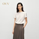OVV【重磅真絲】2025春夏新款女裝22MM彈力重縐短袖T恤上衣 燕麥色 M