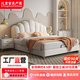 輕奢貝殼床兒童床現(xiàn)代簡(jiǎn)約網(wǎng)紅扇形臥室軟包床公主女孩儲(chǔ)物真皮床 床+20cm808席夢(mèng)思乳膠床墊+柜1 1.5米*2.0米升級(jí)滿鋪框架結(jié)構(gòu)