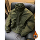 普戈斯（PUGESI）宋春江同款 冬季輕騎兵棉服挺闊感寬松加厚痞帥短款bomber潮 軍綠色夾棉 3XL