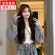 妙奕嘉外搭開衫薄款女配裙子鏤空針織衫上衣女夏天夏季新款防曬罩衫薄款 鏤空針織開衫【灰色】 L 【建議105-120斤】