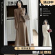 艾珠兒（Aizhuer）針織連衣裙女裝秋冬季新款茶系穿搭高級感法式毛衣小個(gè)子套裝裙子 卡其色套裝 均碼（建議80-140斤）