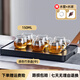 茶皇子（CHAHUANGZI）玻璃茶杯耐熱帶把透明小號水杯家用辦公室泡茶杯功夫品茗小茶杯 透明6杯+搽色竹茶盤 150ml