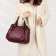 酷奇袋鼠高檔軟皮女士包包2026七夕洋派斜挎包羊皮女包多層容量手提包單肩 酒紅色