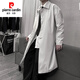 皮爾卡丹（pierre cardin）克蘇魯風(fēng)衣男春秋英倫外套中長(cháng)款過(guò)膝大衣韓版休閑感春秋男裝 米白色風(fēng)衣中長(cháng)款外套 L 110-130斤