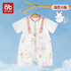 愛(ài)貝迪拉嬰兒衣服連體短袖半袖春夏薄款幼兒小孩開(kāi)空調男寶寶女外出短褲 【春夏連體衣】園藝小兔 90cm （建議23-30斤）