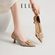 ELLE官方高跟鞋女鞋新款尖頭單鞋女優(yōu)雅通勤鞋子網(wǎng)面低跟鞋 杏色 5cm 37 (235mm) 標(biāo)準(zhǔn)碼