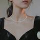 QPQK100%天然淡水小圓米珠項鏈2026年新款銀鍍金珍珠女鎖骨頸 5-5.5mm+延長(cháng)鏈(40+5cm)