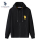 U.S. POLO ASSN.保羅衛衣男秋冬開(kāi)衫連帽外套情侶款保暖長(cháng)袖T恤上衣 黑色 3XL 185（160-175斤左右）