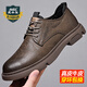 老爺車(chē)男鞋春季透氣皮鞋男真皮商務(wù)休閑皮鞋男士時(shí)尚青年復古圓頭鞋子男 WK6503卡其色（網(wǎng)紗內里） 41 標準皮鞋碼