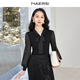 娜爾思（NAERSI）氣質(zhì)優(yōu)雅泡泡袖V領(lǐng)針織衫女新款長(cháng)袖上衣 黑色 2XL
