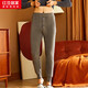 紅豆居家冬季保暖褲男士加羊毛加絨加厚貼片加大碼打底秋褲保暖單條褲 JAN765 深灰 170/95 