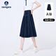 Navigare意大利小帆船牛仔半身裙女士春季休閑顯瘦a字裙修身通勤百搭裙子 海軍藍 L