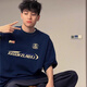 迪伽達美式復古潮流短袖t恤男春夏季高街純棉圓領(lǐng)寬松百搭休閑半袖上衣 AKCM-K190藏青色 XL