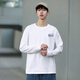 布衣傳說(shuō)精梳棉圓領(lǐng)百搭休閑長(cháng)袖T恤男士個(gè)性字體疊加印花簡(jiǎn)約上衣打底 冰霜白 2XL