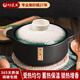 陶煲王單柄砂鍋1.5L干燒不裂煲湯燉鍋煮粥小號1-2人長(cháng)柄陶瓷奶鍋帶把手 石紋綠 3L