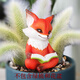 可愛(ài)狐貍小擺件九尾狐多肉花盆造景裝飾創(chuàng)意花園陽(yáng)臺(tái)園林樹脂擺件 紅色狐貍擺件（送小眼鏡）