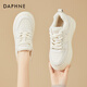 達芙妮女士休閑鞋軟底輕便高跟增高舒適加絨女鞋子4623607154米色38