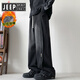 JEEP SPIRIT水洗大碼牛仔褲男款秋冬季加絨美式復古直筒褲加肥加大胖子闊 A501黑色 加絨 L 【115-130斤】