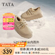 他她（TATA）復(fù)古厚底勃肯鞋女鞋加絨保暖單鞋毛毛鞋雪地靴冬WDX24DM4 灰駝（仿毛里） 37