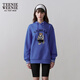 Teenie Weenie小熊女裝秋季時(shí)尚簡(jiǎn)約休閑學(xué)院風(fēng)寬松連帽衛衣上衣女 藍色 S (160)