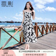香影（xiangying）碎花雪紡吊帶連衣裙女2025夏季新款法式黑色絕美印花沙灘裙子 黑色 S