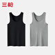 三槍100%全棉男士運(yùn)動(dòng)背心青年無(wú)袖純棉汗衫打底春夏季薄款精梳棉透氣 灰+黑【100%全棉】?jī)杉b XL /175【120-150斤】