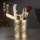 塔馳密司（TOUCH MISS）茶道六君子套裝功夫茶具配件大全茶夾茶針茶刀養(yǎng)壺筆茶臺泡茶工具 五牛圖-黃銅茶道六君子