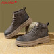 奧康（Aokang）馬丁靴男款加絨保暖雪地靴2025冬季新款戶(hù)外短靴復古切爾西男靴 巖灰 -系帶【單鞋】 42 標準運動(dòng)鞋碼