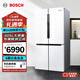 博世（BOSCH）605L大容量十字對開(kāi)門(mén) 四開(kāi)門(mén)變頻家用電冰箱 一級能效 風(fēng)冷無(wú)霜 鮮潤保鮮空間 5mm微縫半嵌 大白鯨KMF61A20TI 精細分儲