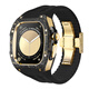 君自名適用AppleWatchUltra2表帶AppleWatch Ultra2碳纖維改裝表殼iWatch蘋(píng)果手表帶iWatchUltra2保護套 【黑金版】碳纖維表殼+金蝴蝶扣【黑色】氟橡膠帶 適用