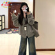 DXOT韓系慵懶風(fēng)灰色長袖針織毛衣衛(wèi)衣外套女2025秋冬新款氣質(zhì)寬松上衣 深灰色 M 45/55kg