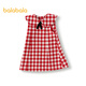 巴拉巴拉兒童連衣裙女童春秋裝棋盤(pán)格紋A字裙甜美大翻領(lǐng)簡(jiǎn)潔大氣 紅白色調00461 100