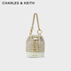 CHARLES&KEITH粗花呢鏈條水桶包包女包女士生日禮物新年禮物CK2-10781873-1 Mint Green薄荷綠色 M