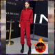 TAGD輕奢高端品牌 時(shí)尚休閑運動(dòng)套裝女秋冬季新款加絨連帽衛衣兩件套 紅色套裝【加絨款】 L (110-125斤)