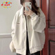 DXOT慵懶風(fēng)寬松學(xué)生秋冬毛呢外套女美式衛(wèi)衣加絨棒球服夾克上衣秋冬款 圖片色 常規(guī) M