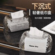 哈樂熊 HA LE BEAR輕奢下沉式紙巾盒客廳茶幾用抽紙盒家用透明創(chuàng)意裝紙巾收納盒擺件 冰川紋透明灰【送兔子擺件】