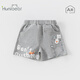 歡喜小熊 男童夏季純棉短褲寶寶薄款衣服男孩夏裝兒童夏天褲子童裝 淺花灰 90 (建議18-24月身高80-90cm)