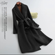 皮爾卡丹（pierre cardin）反季2024新款秋冬雙面羊絨大衣女中長毛呢子外套系帶赫本復古 炭黑色 S (155) 95~128斤