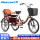 飛鴿飛鴿三輪自行車?yán)夏耆肆浛蛢捎每烧郫B休閑代步騎行腳踏車 酒紅+可折疊+雙鏈條+減震一體輪